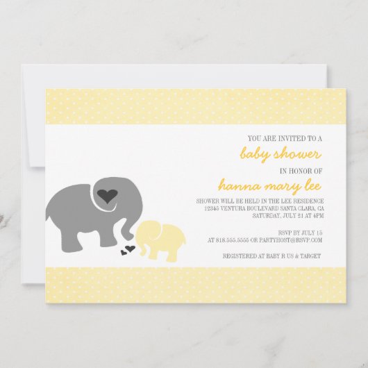 Invitation Baby shower éléphant (Devant)