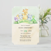 Invitation Baby shower Elephant & Amis Aquarelle (Debout devant)