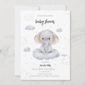 Invitation Baby shower Eléphant Aquarelle Cute (Devant)