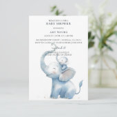 Invitation Baby shower Eléphant Aquarelle Cute (Debout devant)