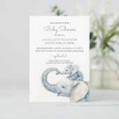 Invitation Baby shower Eléphant Aquarelle Cute (Debout devant)