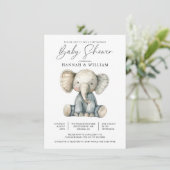Invitation Baby shower Eléphant Aquarelle Cute (Debout devant)