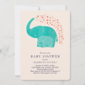 Invitation Baby shower éléphant avec mère et veau (Devant)