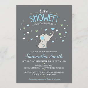 Invitation Baby shower éléphant, Baby shower garço