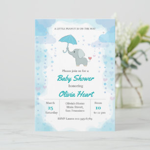 Invitation Baby shower éléphant, Baby shower garço