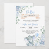 Invitation Baby Shower éléphant & ballon garçon, f (Devant / Derrière)