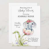 Invitation Baby shower éléphant bébé (Devant / Derrière)