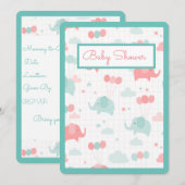Invitation Baby shower éléphant bébé (Devant / Derrière)