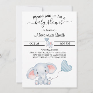 Invitation Baby shower éléphant bébé