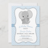 Invitation Baby shower Eléphant bébé (bleu) (Devant)