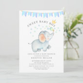 Invitation Baby shower éléphant bébé doux (Debout devant)