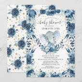 Invitation Baby shower éléphant bébé doux (Devant / Derrière)