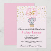 Baby shower éléphant bébé fille à ballon chaud