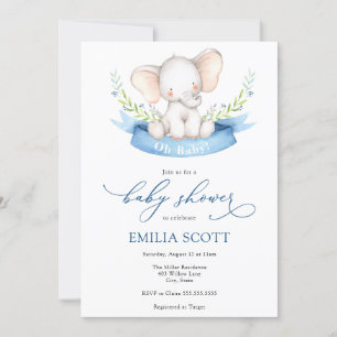 Invitation Baby shower éléphant bébé garçon