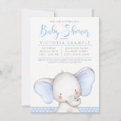 Invitation Baby shower éléphant bébé garçon (Devant)