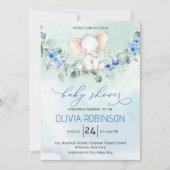 Invitation Baby shower Eléphant Bébé mignon (Devant)
