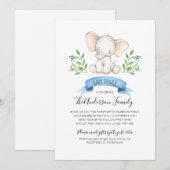 Invitation Baby Shower éléphant bébé par courrier à longue di (Devant / Derrière)