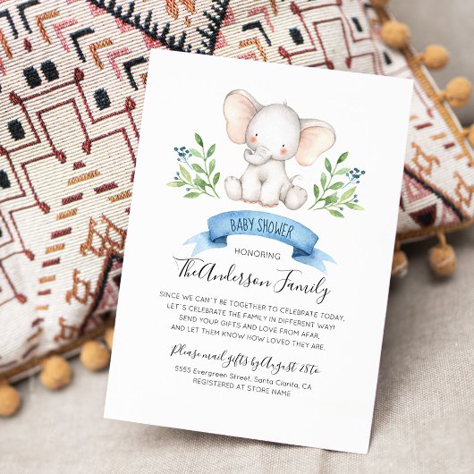 Invitation Baby shower Eléphant Bébé Par Courrier Longue Dist