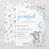Invitation Baby Shower Eléphant Bleu (Devant / Derrière)