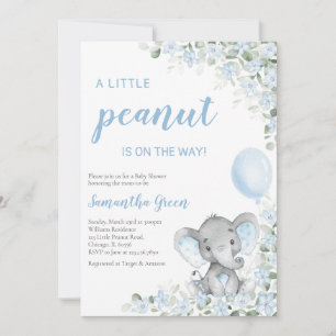 Invitation Baby Shower Eléphant Bleu