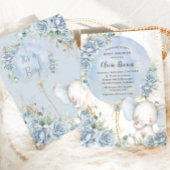 Invitation Baby shower éléphant bleu bleu doux à bulle