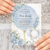 Invitation Baby shower éléphant bleu bleu doux à bulle