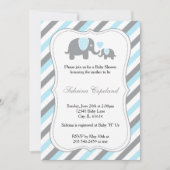 Invitation Baby shower éléphant bleu et gris (Devant)