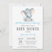 Invitation Baby shower éléphant bleu et gris (Devant)
