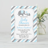 Invitation Baby shower Eléphant Bleu et Gris (Debout devant)