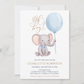 Invitation Baby shower Eléphant Bleu Garçon Cute  Invitat (Devant)