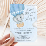 Invitation Baby shower Eléphant bleu petit arachide<br><div class="desc">Cette belle invitation présente un design d'éléphant aquarelle avec un titre de script sophistiqué. Customisez le texte à l'aide du formulaire modèle.</div>