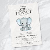 Invitation Baby shower Eléphant bleu petit arachide