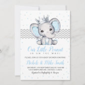 Invitation Baby shower Elephant Blue Boy (Devant)