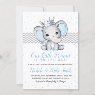 Invitation Baby shower Elephant Blue Boy