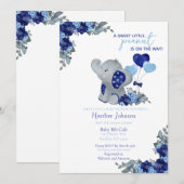 Invitation Baby shower Elephant Boy (Devant / Derrière)