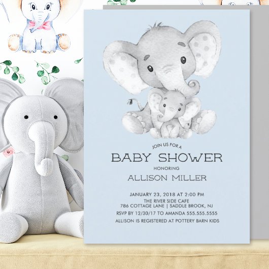 Invitation baby shower Elephant Boys