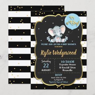 Invitation Baby shower éléphant C'est un garçon