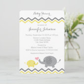 Invitation Baby shower éléphant | Chevron gris jau (Debout devant)