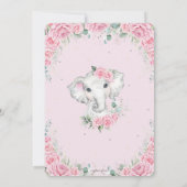 Invitation Baby shower Eléphant Chic Rose Floral Doux (Dos)