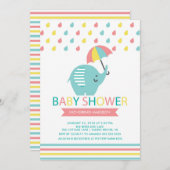 Invitation Baby shower éléphant coloré (Devant / Derrière)