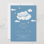 Invitation Baby shower éléphant couché, Baby shower garçon (Devant)