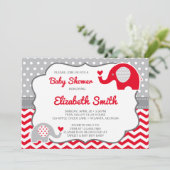 Invitation Baby shower éléphant, COULEUR ÉDITABLE (Debout devant)