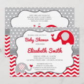 Invitation Baby shower éléphant, COULEUR ÉDITABLE (Devant / Derrière)