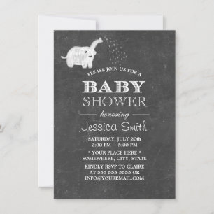 Invitation Baby shower Eléphant Cute Chalkboard