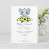Invitation Baby shower Eléphant Cute Personnalisé (Debout devant)