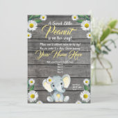 Invitation Baby shower Elephant Daisy Invitation, rustique (Debout devant)