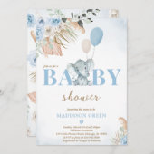 Invitation Baby shower éléphant de Boho (Devant / Derrière)