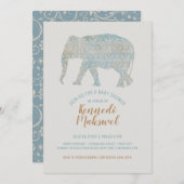 Invitation Baby shower éléphant de Boho (Devant / Derrière)