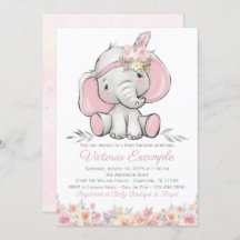 Baby shower Eléphant de la fille rose Boho