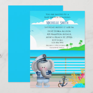 Invitation Baby shower Eléphant de mer mignonne